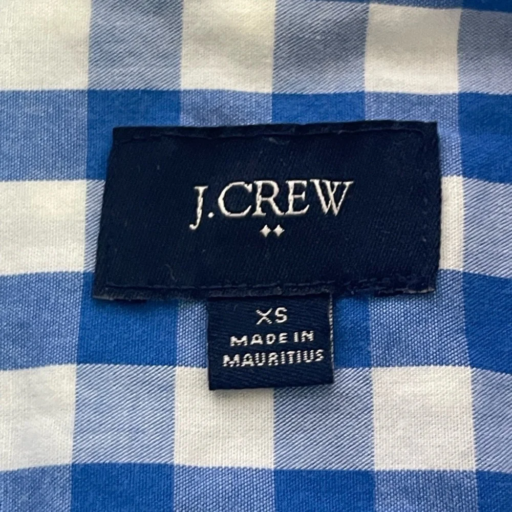 J Crew Factory Cotton Blue and White Check Button Down shirt XS - Picture 7 of 9